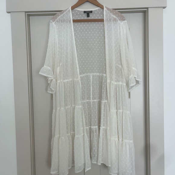 torrid Tops - Torrid Sheer White Polka Dot Kimono